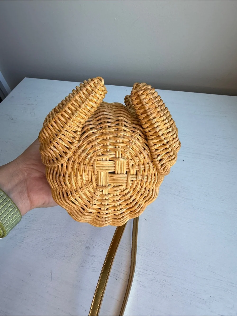 Cappelli Wicker Novelty CrossBody Frog Purse Button Eyes Animal Basket Bag